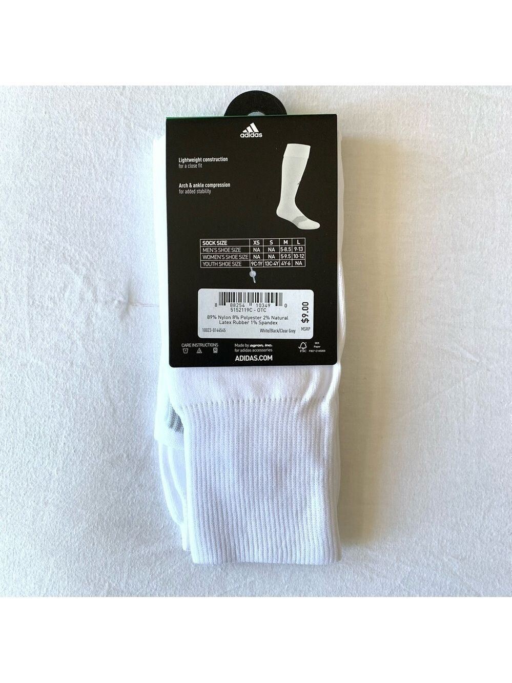 adidas Metro OTC Soccer Socks White Men’s Size Medium - Picture 2 of 2